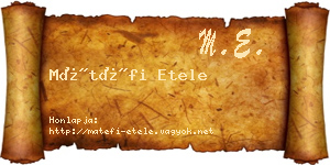 Mátéfi Etele névjegykártya
